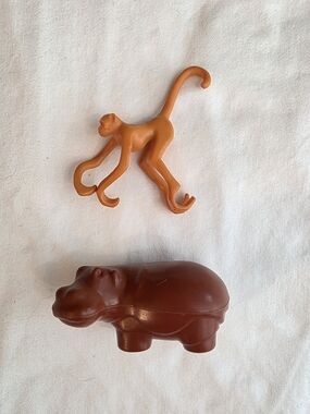 Vintage Fisher Price Little People Zoo Animals 1984 1985 #916 Hippo Monkey Pair